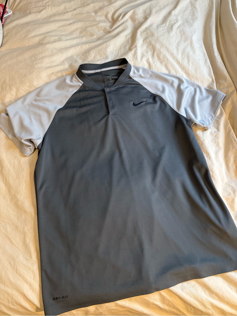 Nike Dark Gray and Light Gray Dri‑FIT Short‑Sleeve Polo